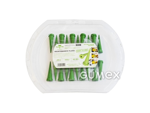 Stopfen für Industrieschlauch, 2-14mm, Gr. S, SET 20St, NBR-PVC, 50+/-5°ShA, -25°C/+90°C, grün, 